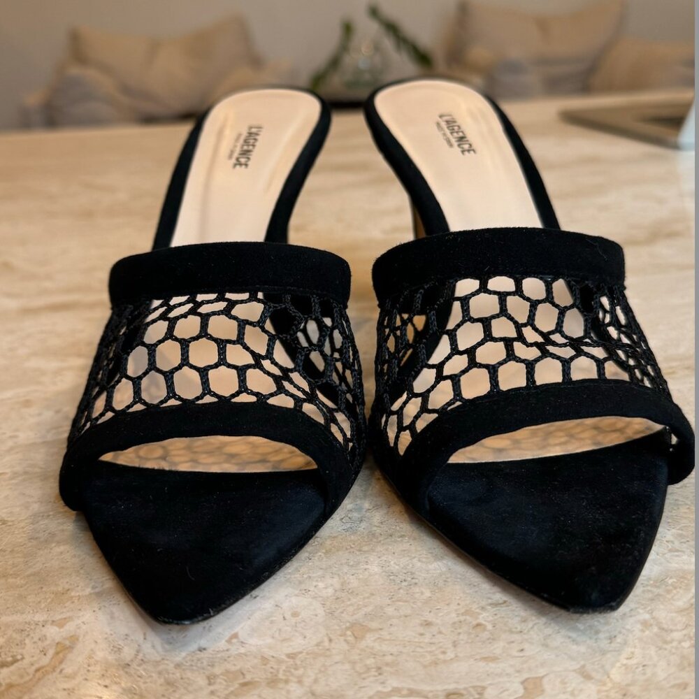 L'AGENCE Open Toe Suede Mesh Mule - Picture 2 of 6